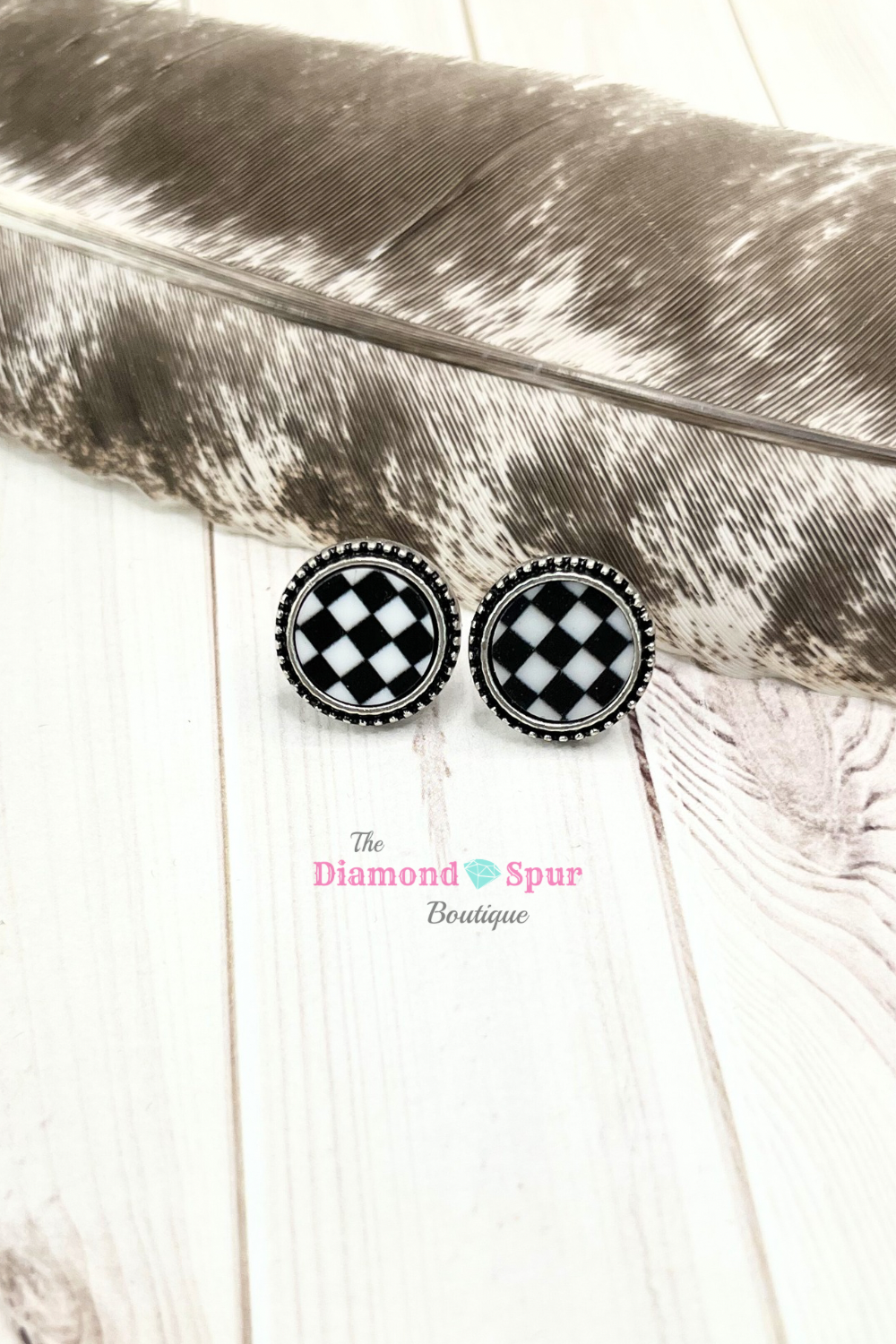 Checkered Stud Earring - The Diamond Spur Boutique