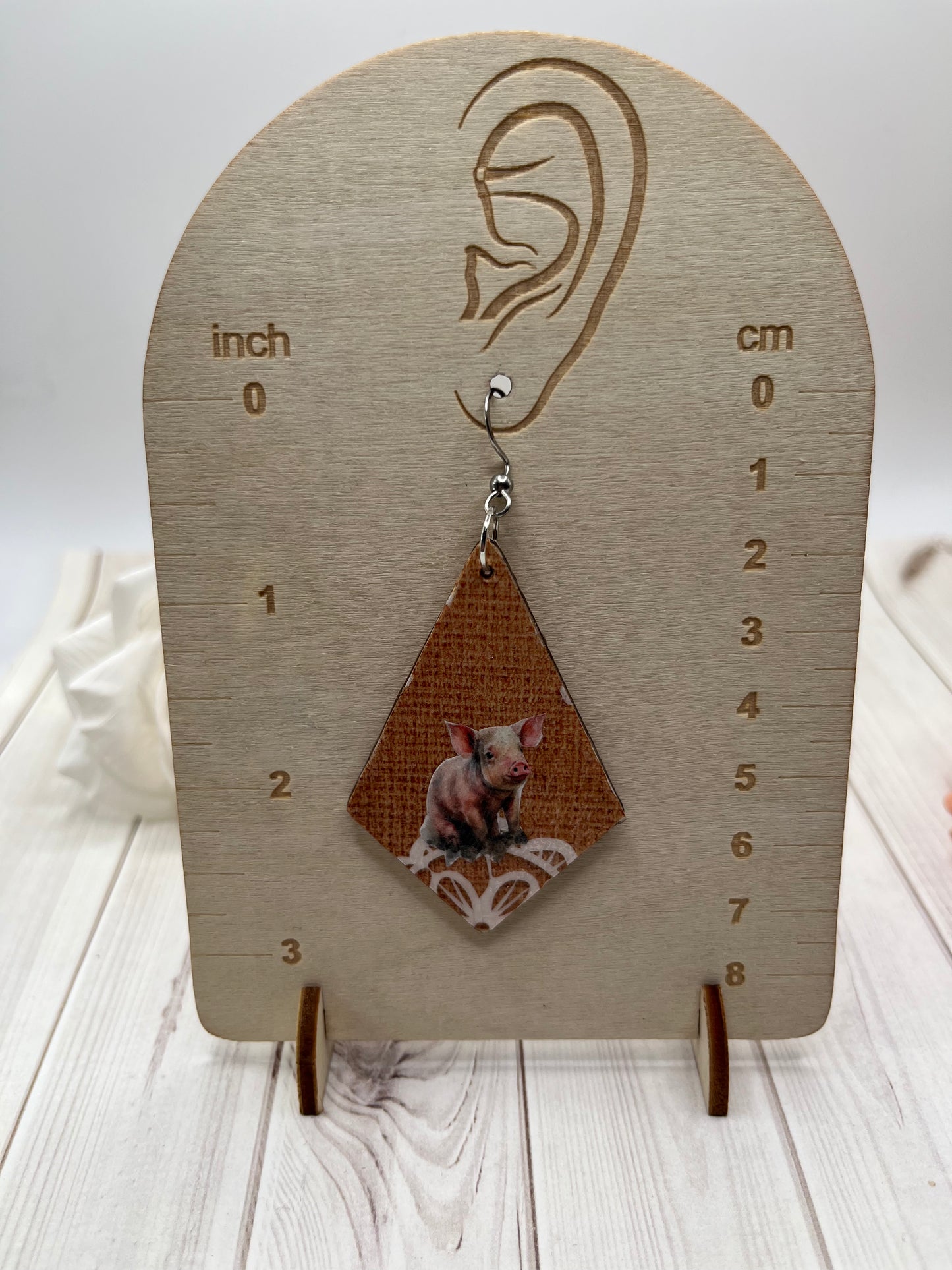 Wood Pig Earrings - The Diamond Spur Boutique