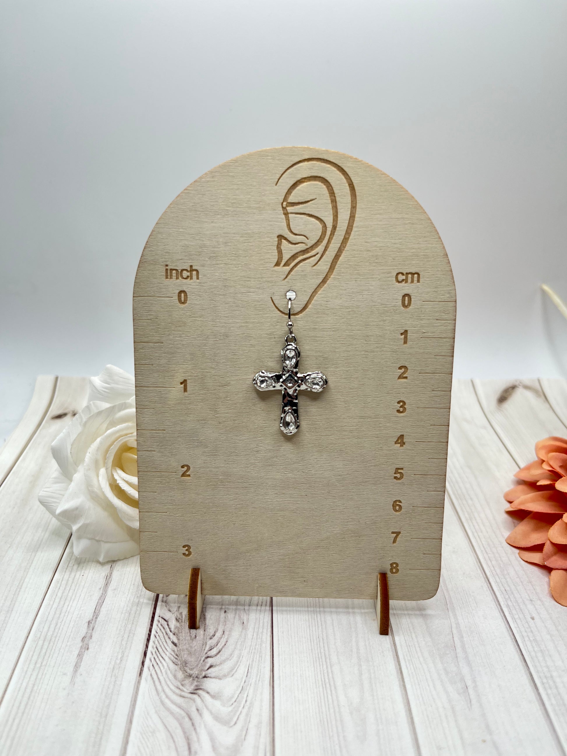 Silver Metal Cross Earrings - The Diamond Spur Boutique