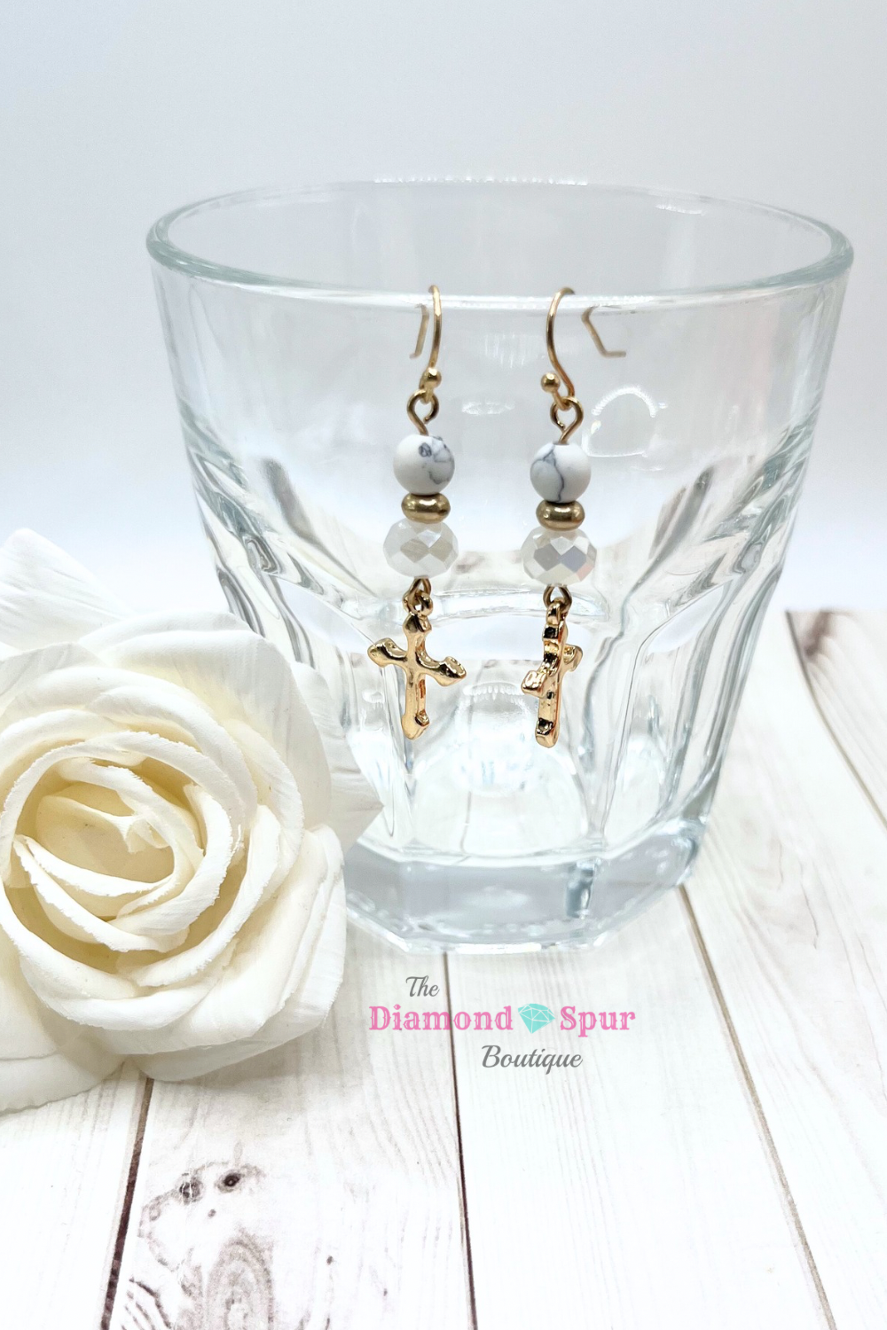 Sparkling Bead Cross Earrings - The Diamond Spur Boutique
