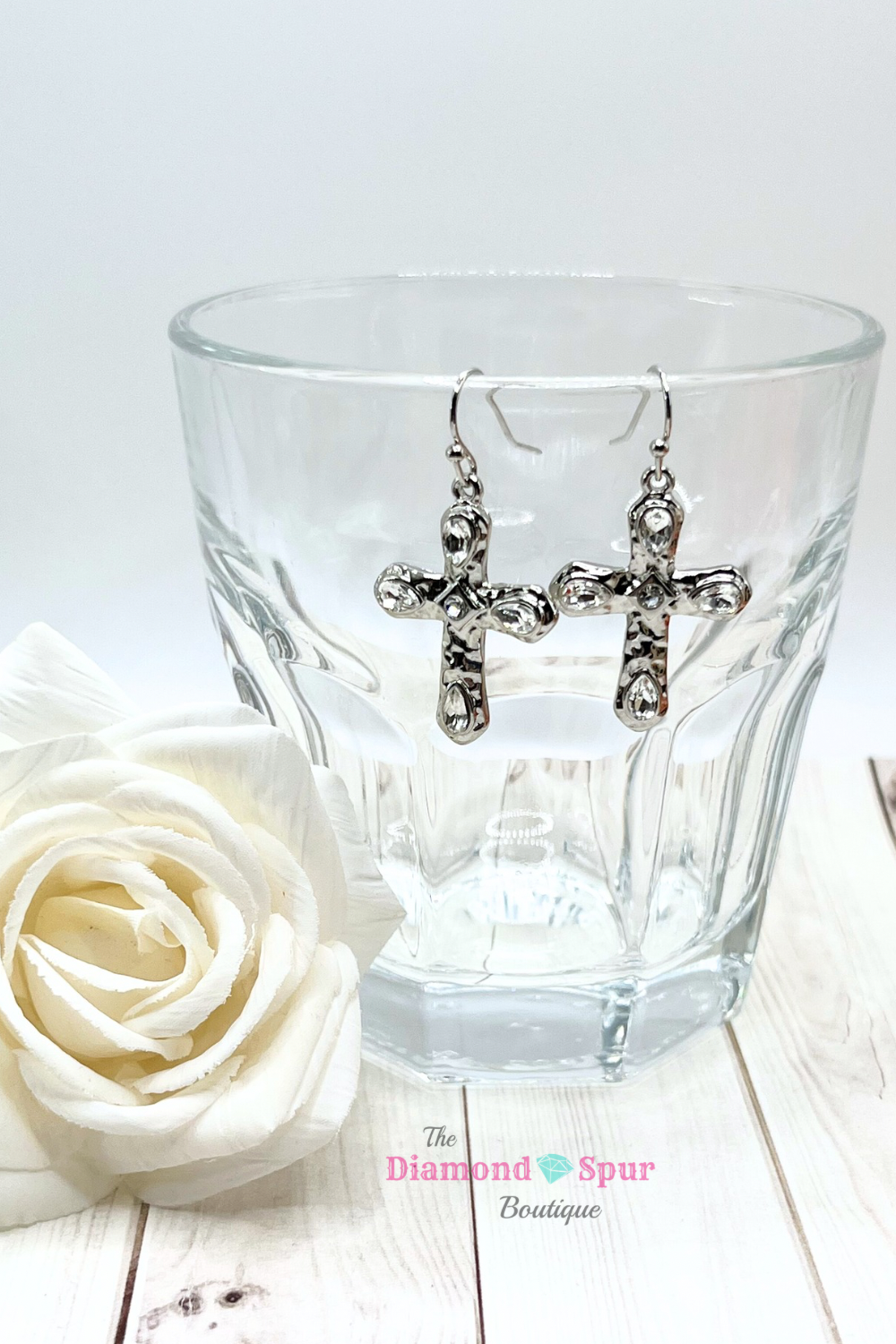 Silver Metal Cross Earrings - The Diamond Spur Boutique