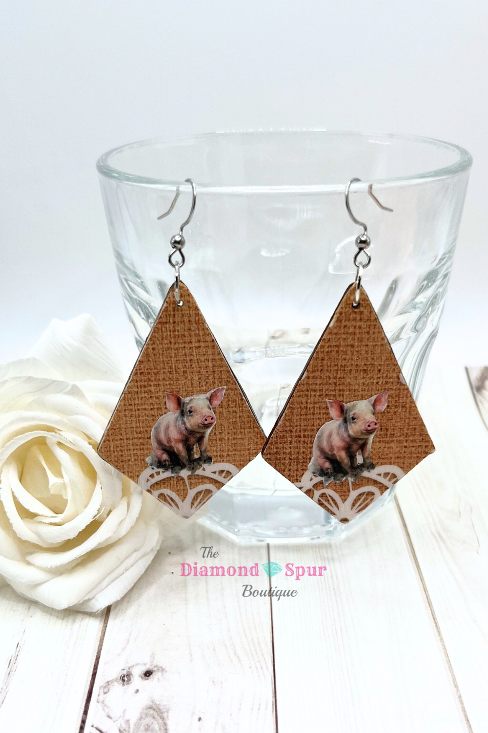 Wood Pig Earrings - The Diamond Spur Boutique