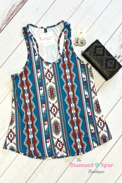 Patriotic Aztec Tank Top - The Diamond Spur Boutique