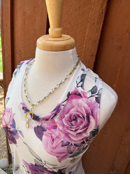 Purple Roses Sleeveless Cutout Shoulder - The Diamond Spur Boutique