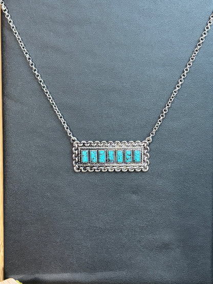 Rectangle Stone Bar Necklace