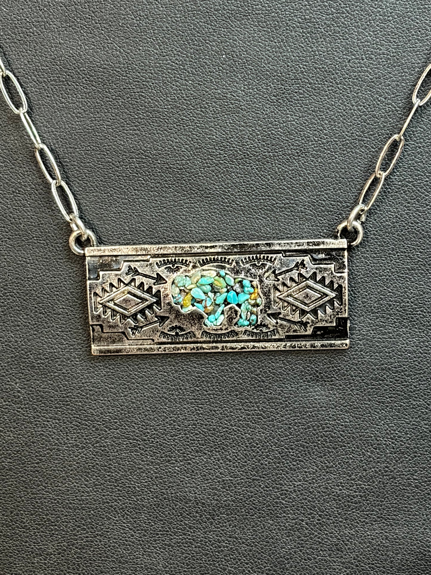 Buffalo Crushed Stone Bar Necklace