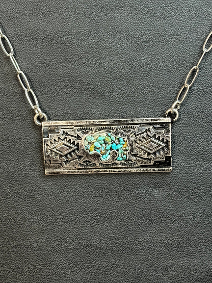 Buffalo Crushed Stone Bar Necklace