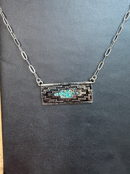 Aztec Crushed Stone Bar Necklace