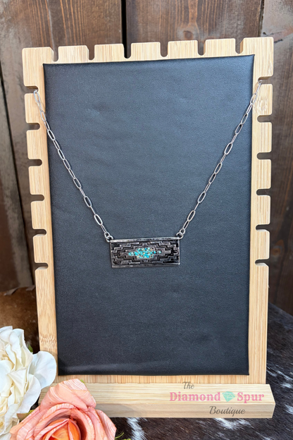 Aztec Crushed Stone Bar Necklace