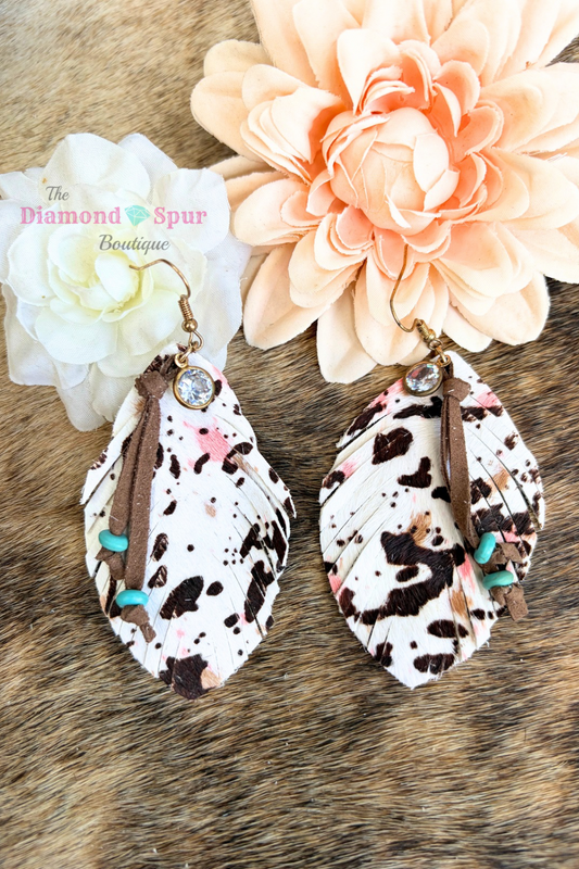 Cow Print Leather Earrings - The Diamond Spur Boutique