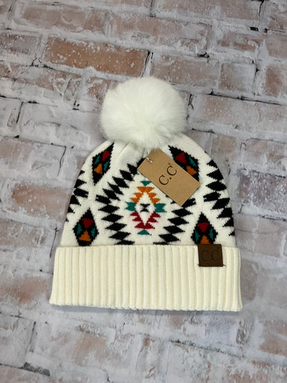 Aztec Pom Beanie - The Diamond Spur Boutique