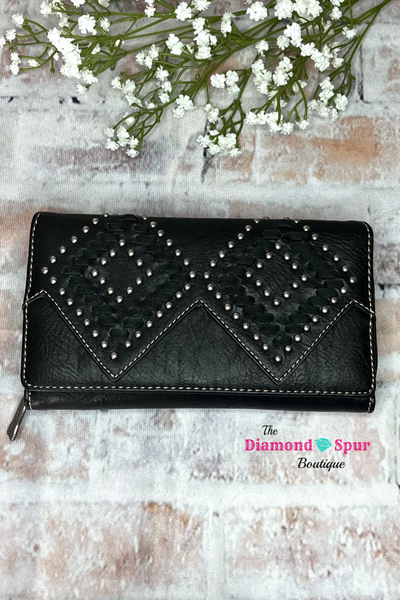 Stitched Diamond Secretary Style Wallet