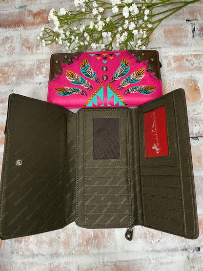 Feather Wallet-Coffee - The Diamond Spur Boutique
