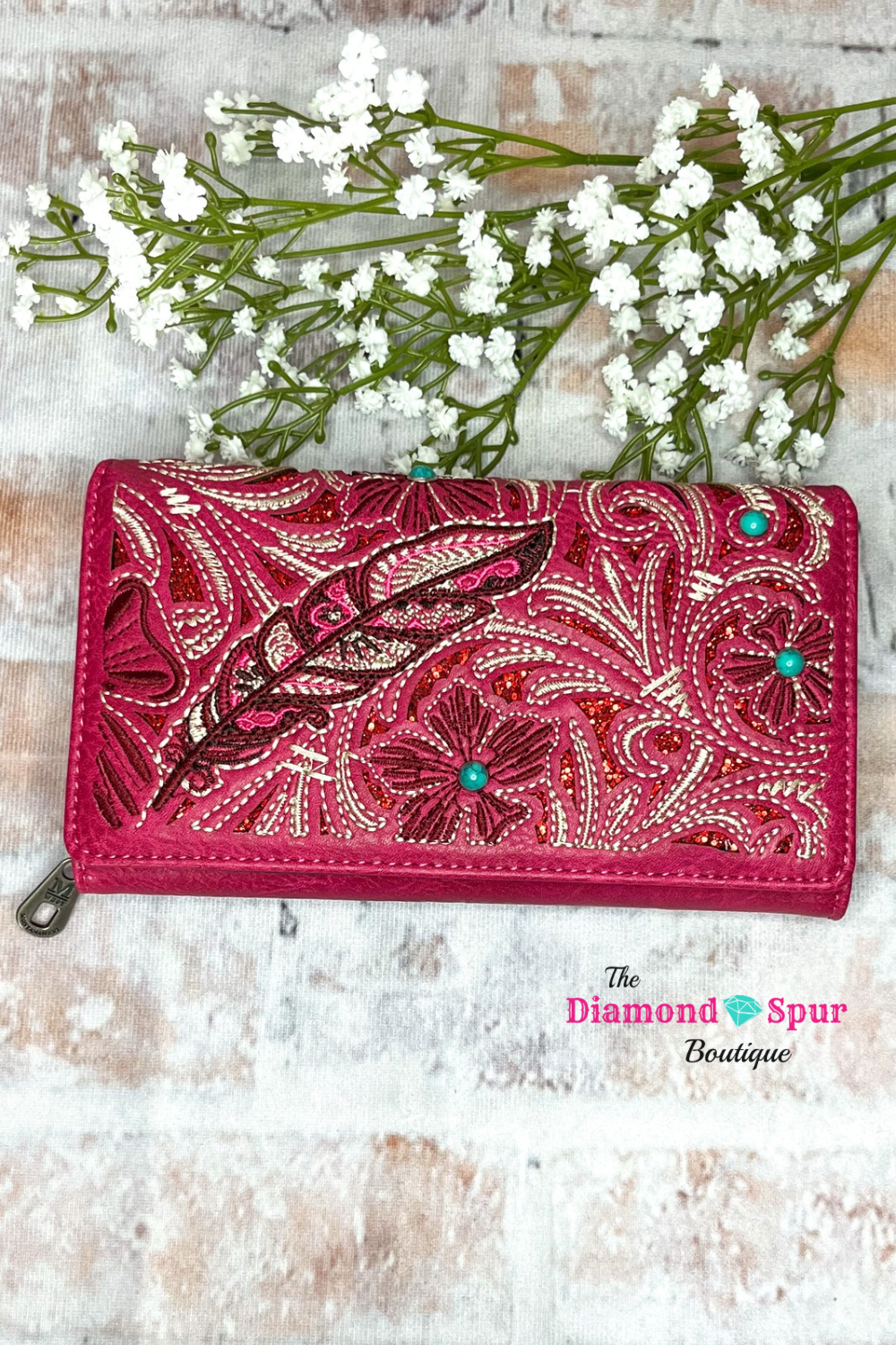 Feather Cut Out Wallet-Pink