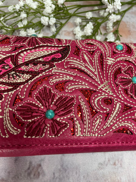 Feather Cut Out Wallet-Pink