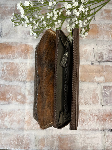 Saddle Shape Hair On Hide Wallet-Coffee