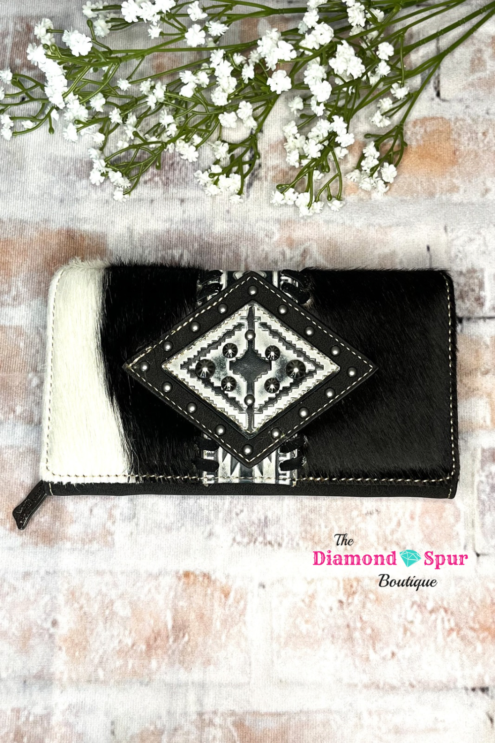 Block Color Diamond Hair On Hide Wallet - The Diamond Spur Boutique