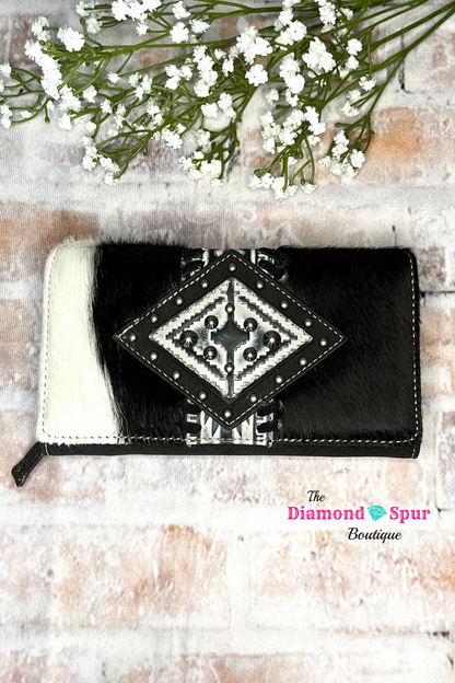 Block Color Diamond Hair On Hide Wallet - The Diamond Spur Boutique