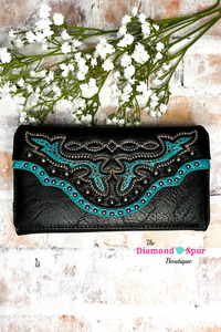 Western Stitch Wallet- Black