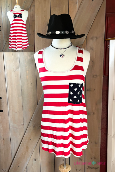 Stars And Stripes Bow Racer Back Tank Top