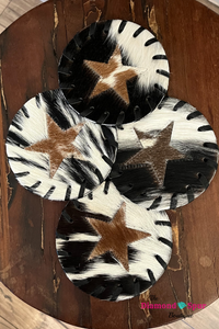 Leather Hair On Hide Coaster Set - The Diamond Spur Boutique