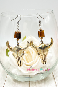 Skull and Square Bead Earrings