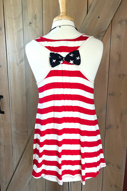 Stars And Stripes Bow Racer Back Tank Top - The Diamond Spur Boutique