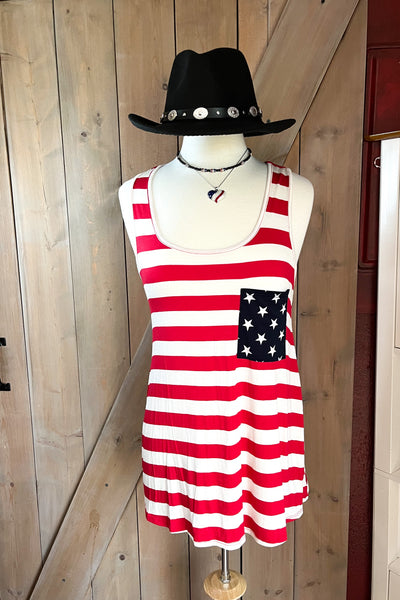 Stars And Stripes Bow Racer Back Tank Top - The Diamond Spur Boutique