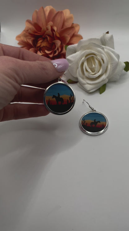 Cowboy Sunset Portrait Earrings