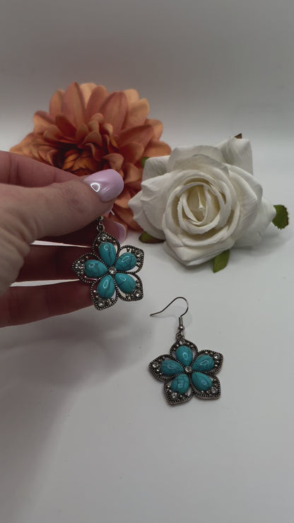 Turquoise Flower Earrings
