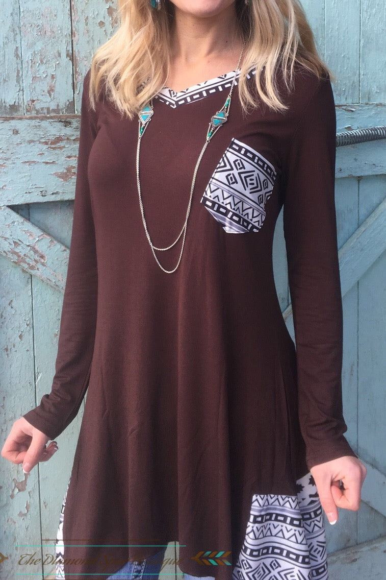 Tribal Print Detail Tunic - The Diamond Spur Boutique