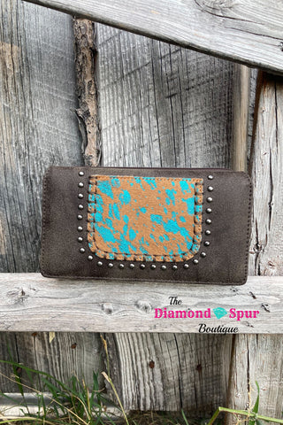 Metallic Hair On Secretary Style Wallet - The Diamond Spur Boutique