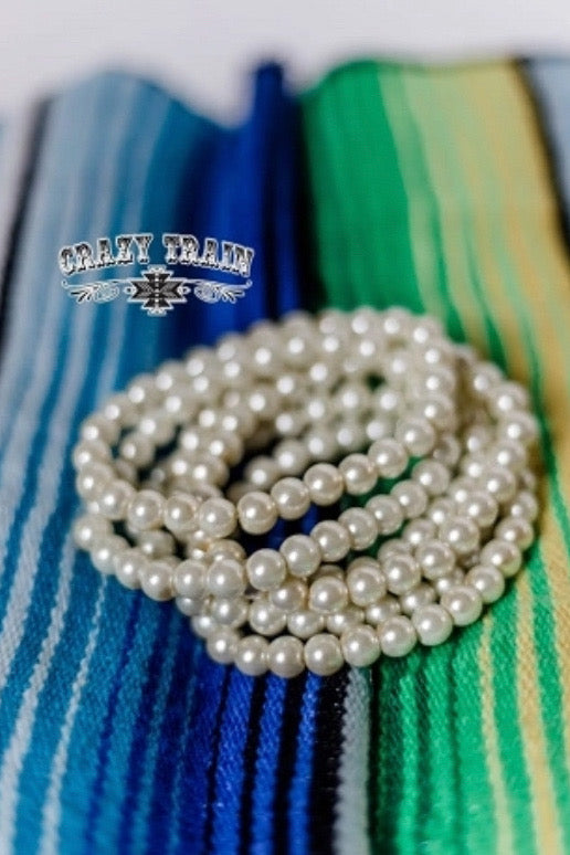 Pearl Stretch Bead Bracelet - The Diamond Spur Boutique