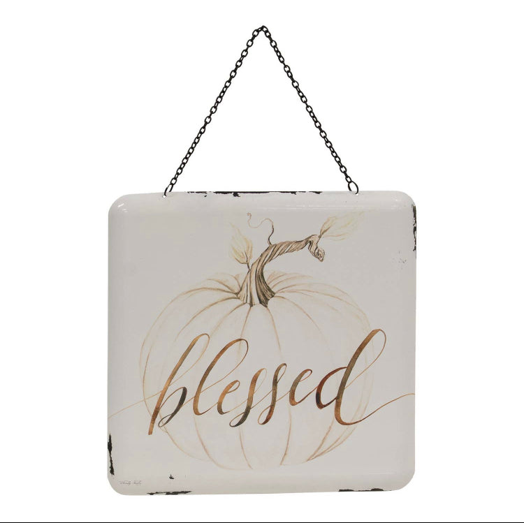 Blessed Pumpkin Metal Wall Sign - The Diamond Spur Boutique