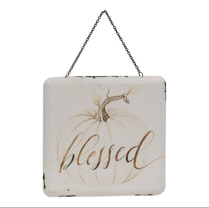 Blessed Pumpkin Metal Wall Sign - The Diamond Spur Boutique