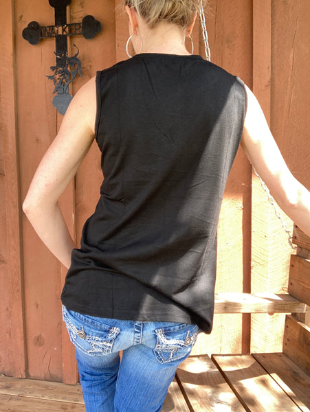 Sleeveless Distressed Flag Top - The Diamond Spur Boutique