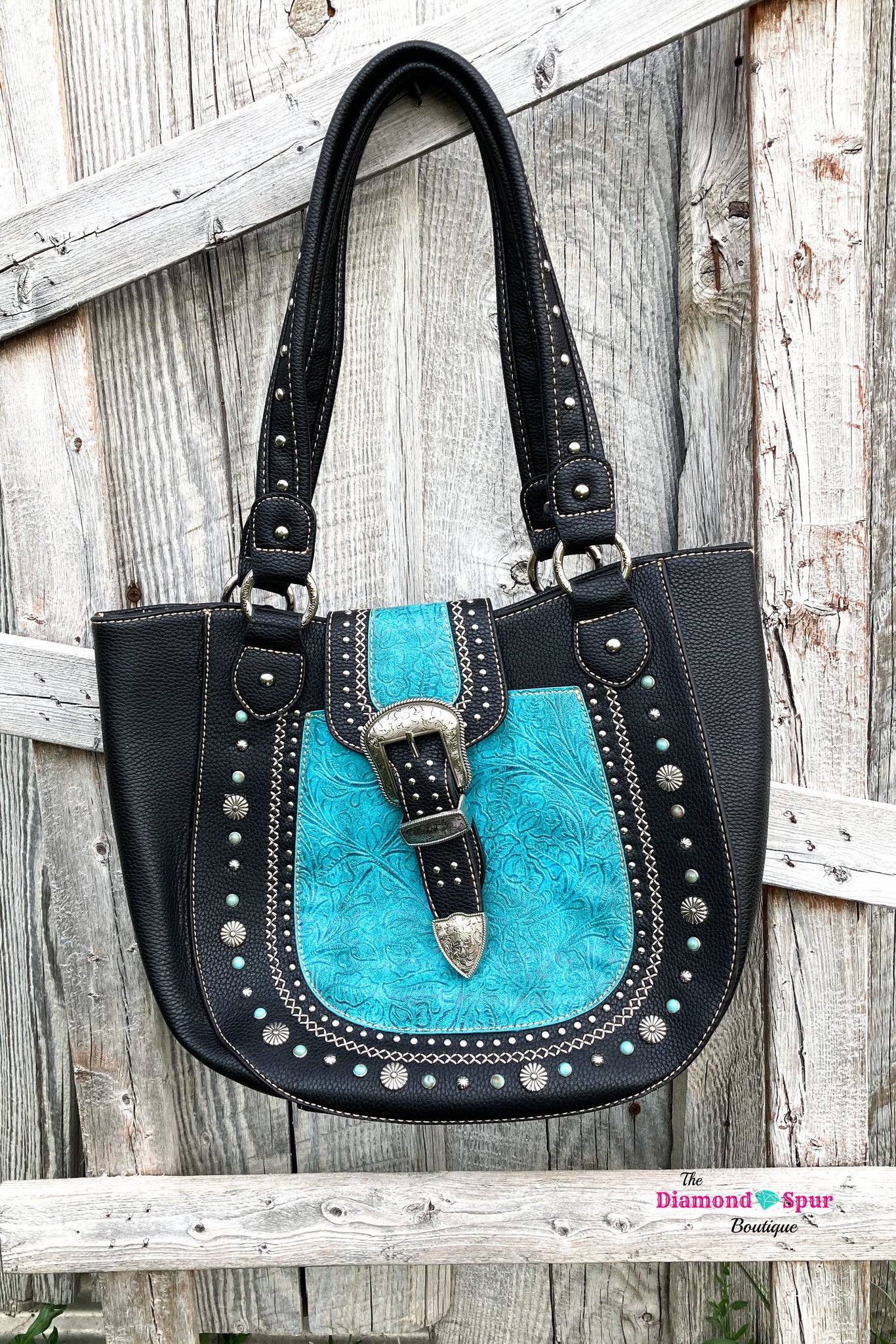 Tooled Turquoise Handbag - The Diamond Spur Boutique