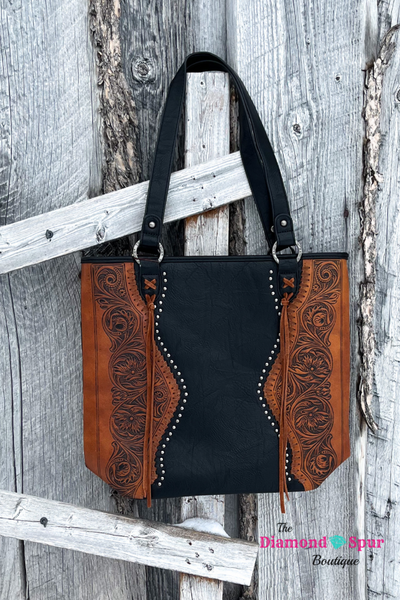 Tooled Leather And Tassel Concealed Carry Handbag - The Diamond Spur Boutique