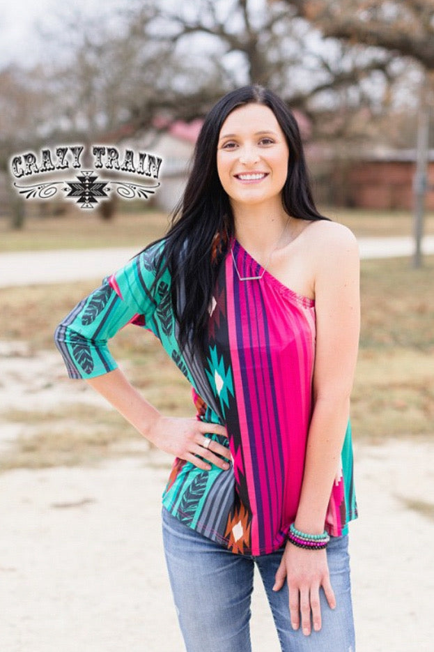 Navajo Nights One Sleeve Top - The Diamond Spur Boutique