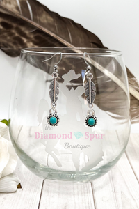 Feather and Turquoise Earrings - The Diamond Spur Boutique
